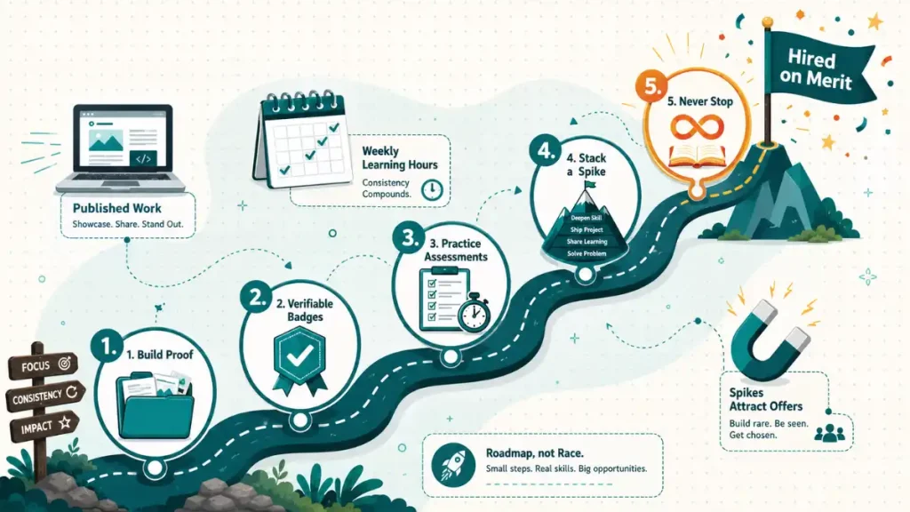 Five-step skills-based learning playbook roadmap from building portfolio proof to continuous lifelong learning