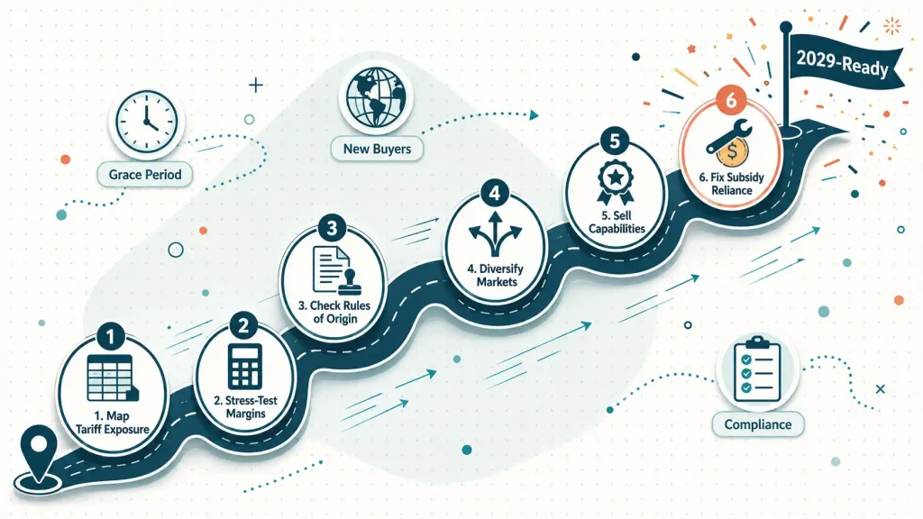 Six-step preparation roadmap for exporters ahead of LDC graduation covering tariff mapping, diversification and compliance,