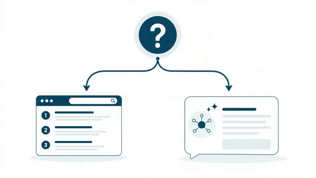 decision flow between search and chat