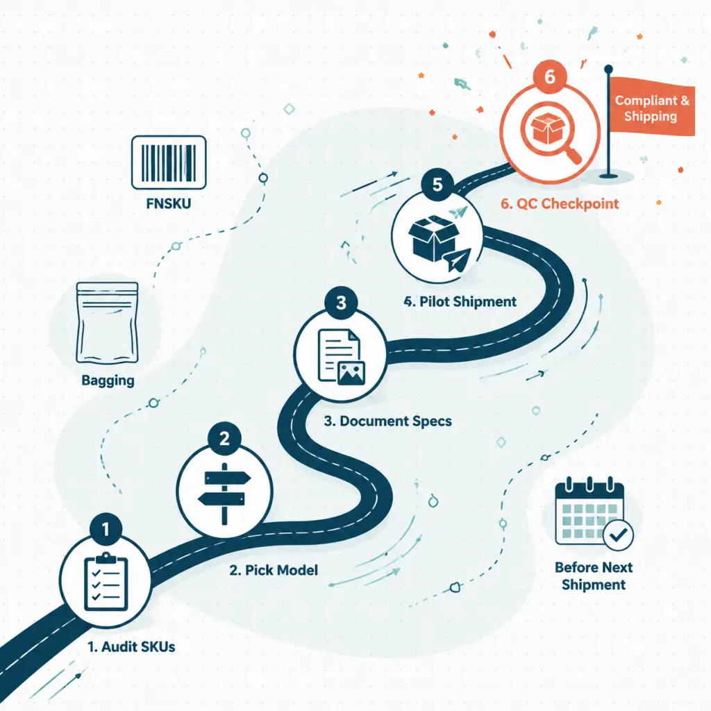 Six-step action plan roadmap for sellers to handle FBA prep after Amazon FBA prep services ending in 2026,
